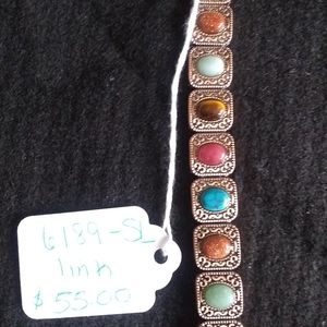 Women's copper and stone link bracelet